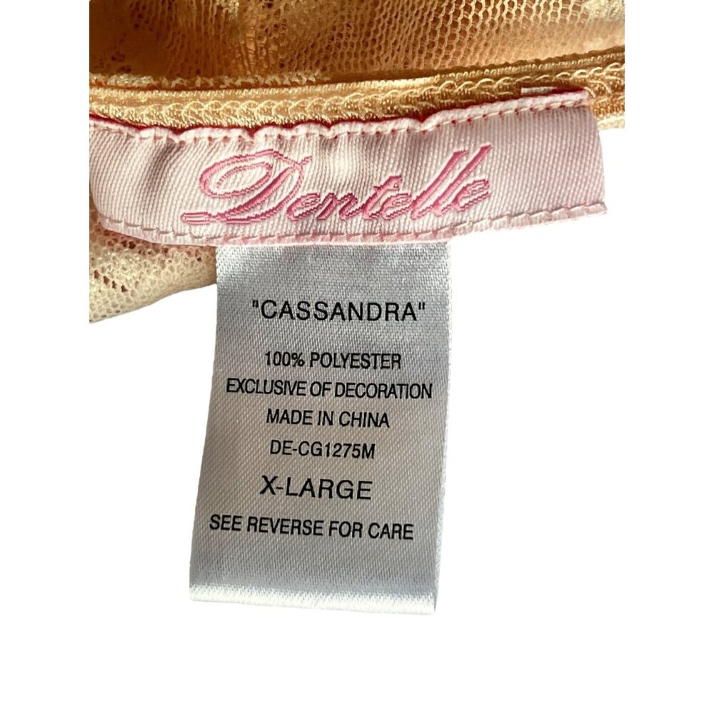 Dentelle Pink Blush Nightgown & Robe Set Cassandra Size XL VTG lace Up Back - Picture 8 of 16